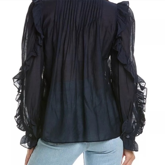 Zadig & Voltaire Timmy Tomboy Deluxe Shirt Tunic Top Ruffle Lace Size Small - Picture 8 of 9